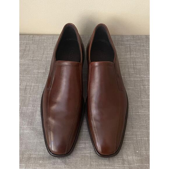 ECCO Mens Size 48/ US 14 Walnut Leather Oxfords Slip On Shoes - Picture 3 of 15